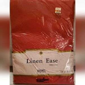 Vtg Linen Ease Bardwil 60"×84" Oblong Red Tablecloth Scotchgard Stain Release